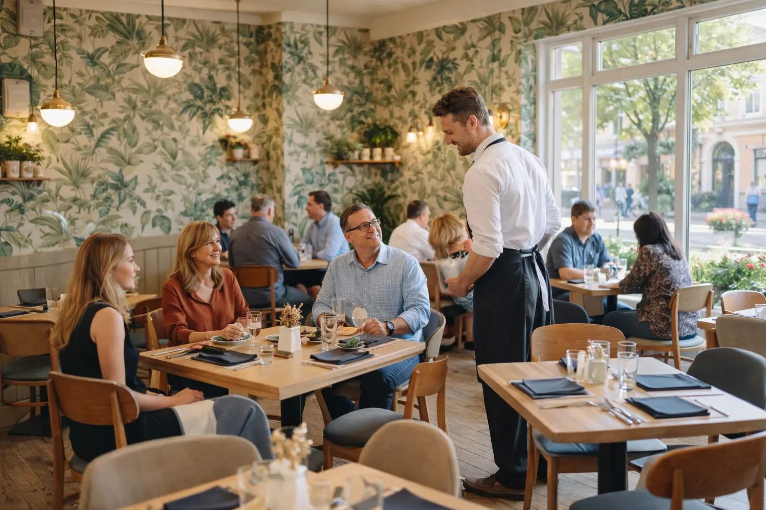 Family-run small restaurant with set tables